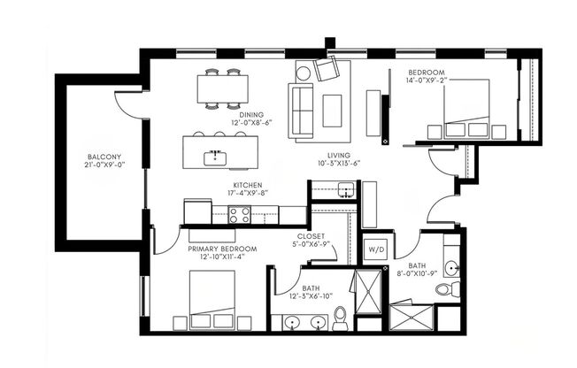 2 beds, 2 baths, 1,200 sqft, $3,500, Unit 402