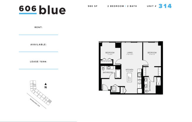 2 beds, 2 baths, 980 sqft, $3,650, Unit 314