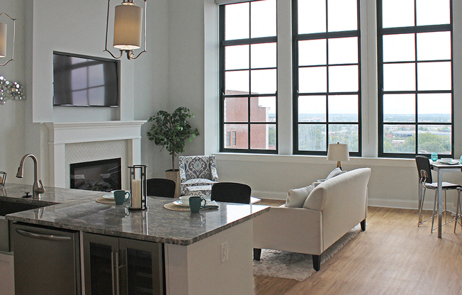 Luxury Vinyl Plank Flooring In Kitchen And Living Room at Residences at Halle, Cleveland
