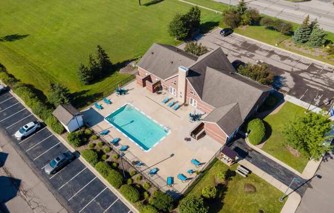 Aerial View of Clubhouse and Pool