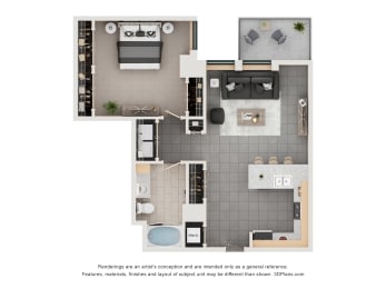 1 bed, 1 bath, 856 sqft, $1,600