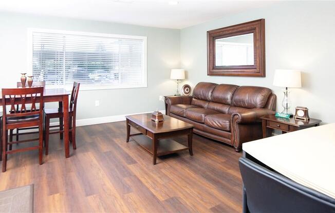 Living Room Dining Area at Courtyard at Central Park Apartments, Fresno, California