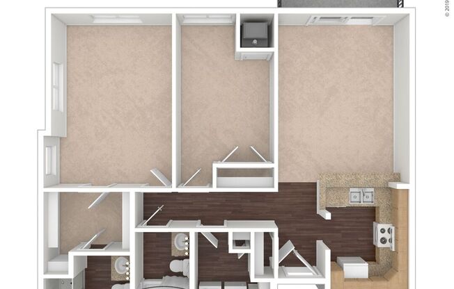 2 beds, 2 baths, 1,089 sqft, $1,850