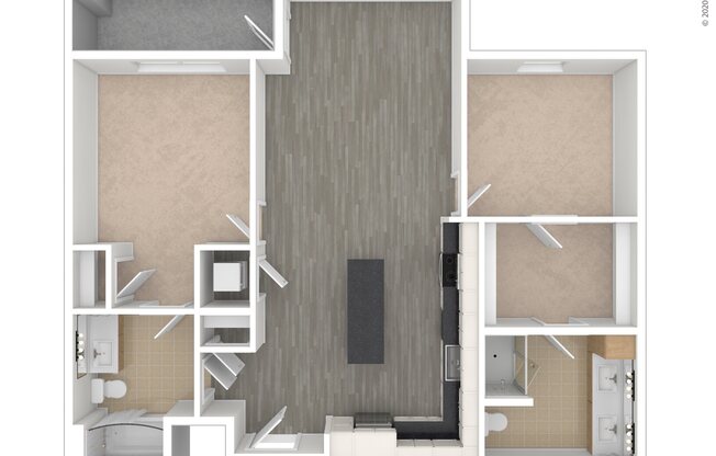 2 beds, 2 baths, 940 sqft, $2,584