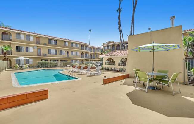 Capistrano Gardens Pool and Seating Area