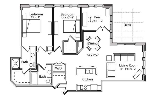 2 beds, 2 baths, $2,995, Unit Suite 1-505