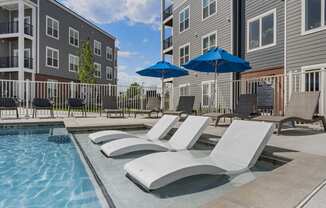 Swimming Pool And Relaxing Area at The Edison at Chapel Hills, Colorado, 80920