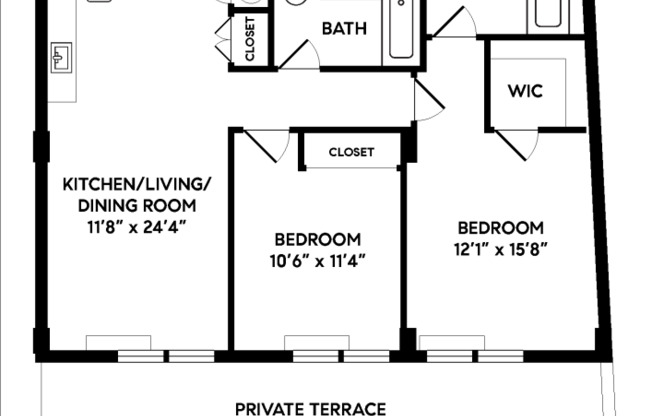 2 beds, 2 baths, $3,100, Unit 4L