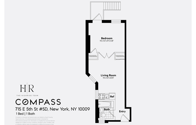 1 bed, 1.5 baths, $3,150, Unit 5D