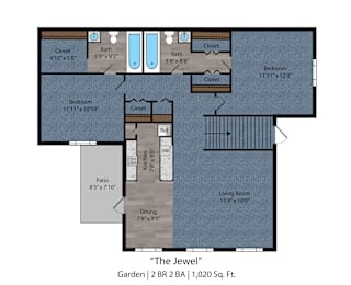 2 beds, 2 baths, 1,028 sqft, $1,474