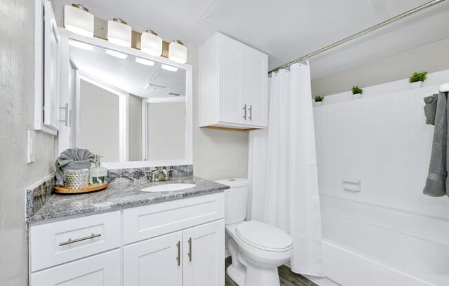 Remodeled Bathroom with Granite Countertops