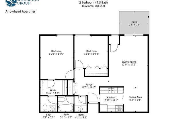 2 beds, 1 bath, 960 sqft, $1,345, Unit 3126MD-208
