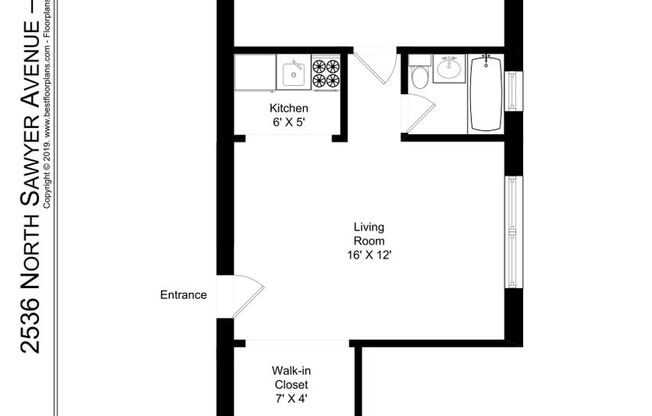 1 bed, 1 bath, 480 sqft, $1,850, Unit 206