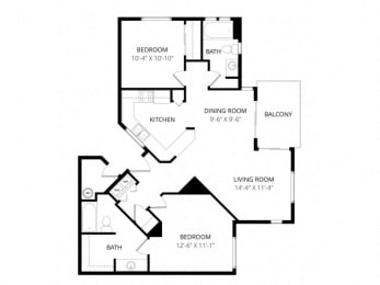 2 beds, 2 baths, 1,041 sqft, $1,535