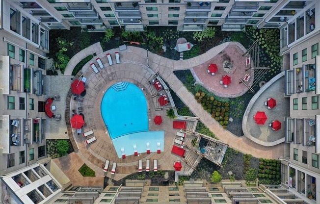 a swimming pool in the middle of a building