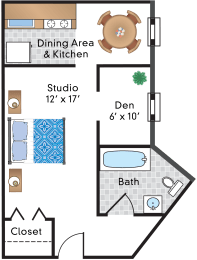 Studio, 1 bath, 518 sqft, $1,799