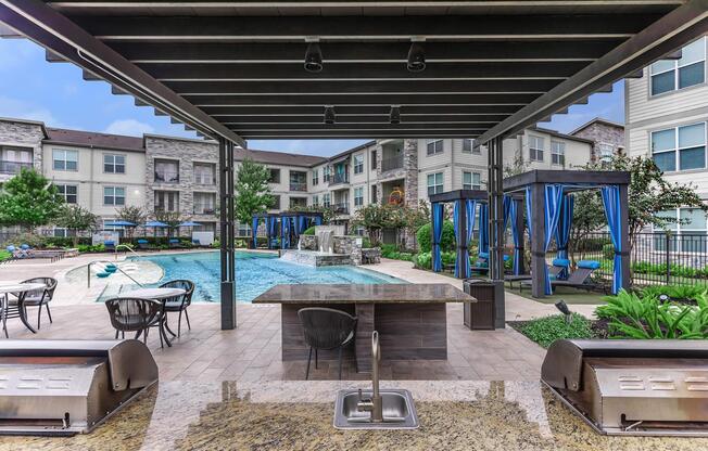a bench in front of a building