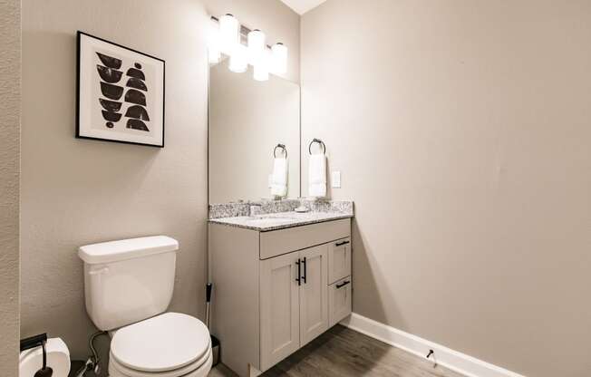 a bathroom with a toilet and a sink at Vantage Luxury Apartments in Cape Coral, FL