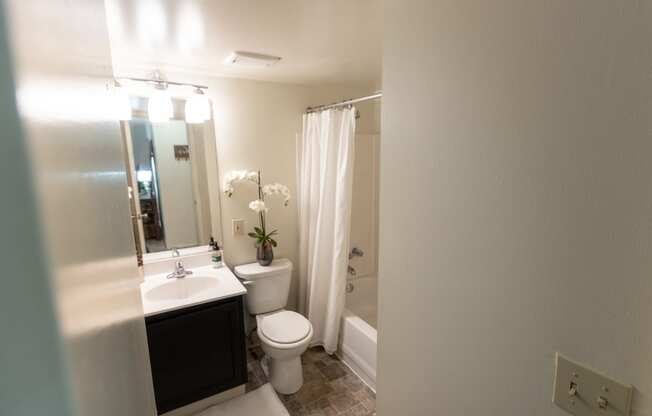 This is a picture of the bathroom in a 578 sq foot 1 bedroom, 1 bath  apartment at Red Bank Reserve in the Madisonville neighborhood of Cincinnati, Ohio.