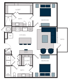 2 beds, 2 baths, 1,134 sqft, $2,318