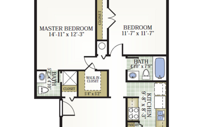 2 beds, 2 baths, 981 sqft, $961