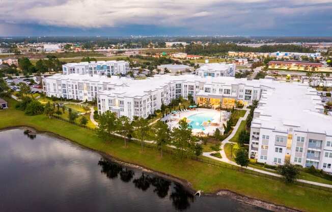 an aerial view of a resort by the water  at Linden on the GreeneWay, Orlando, 32824