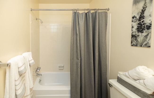 Primary bathroom with tub shower.