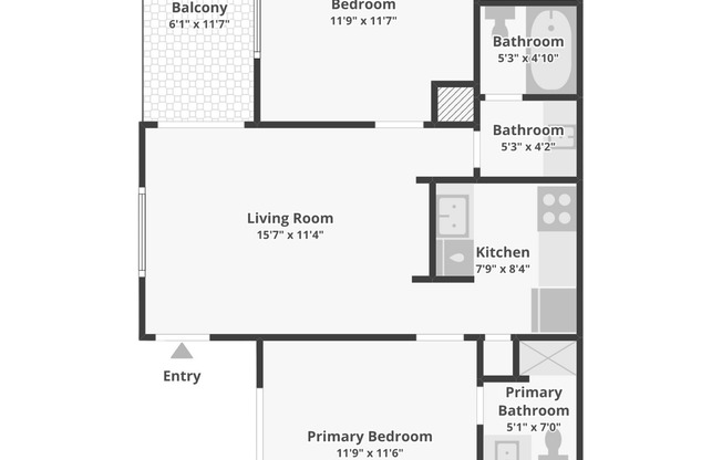 2 beds, 2 baths, 716 sqft, $1,279, Unit 3205