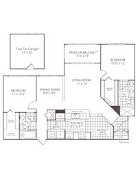 2 beds, 2 baths, 1,188 sqft, $1,805