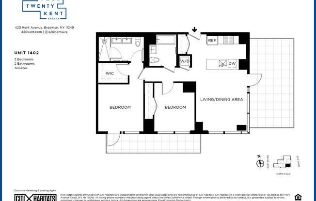 2 beds, 2 baths, $7,955, Unit 1402N