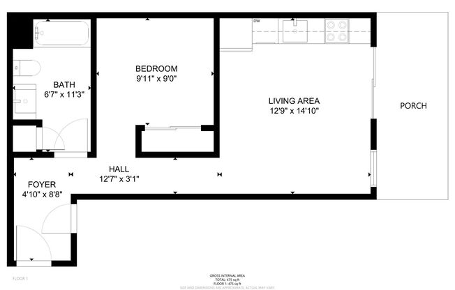 1 bed, 1 bath, 500 sqft, $1,599, Unit 5790/13