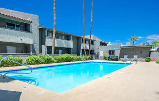 the swimming pool at our apartments in palm springs