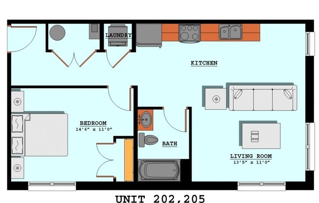 1 bed, 1 bath, 647 sqft, $1,300, Unit Unit 205