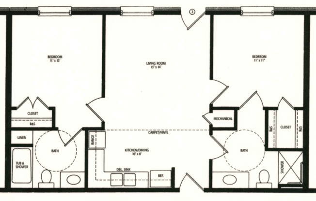 2 beds, 2 baths, 792 sqft, $1,050, Unit 209