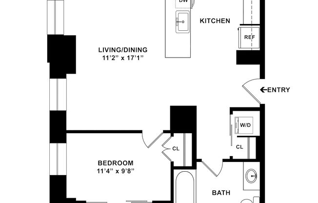 1 bed, 1 bath, 608 sqft, $2,315, Unit M-0201