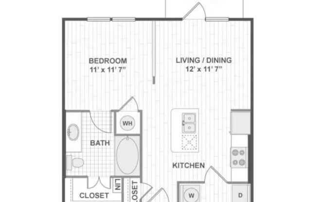 Studio, 1 bath, 596 sqft, $1,355