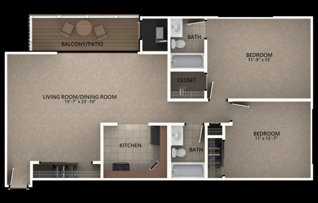 2 beds, 2 baths, 915 sqft, $2,059