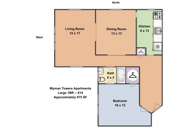 1 bed, 1 bath, 550 sqft, $1,600, Unit 814