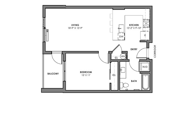 1 bed, 1 bath, 548 sqft, $1,950, Unit 217