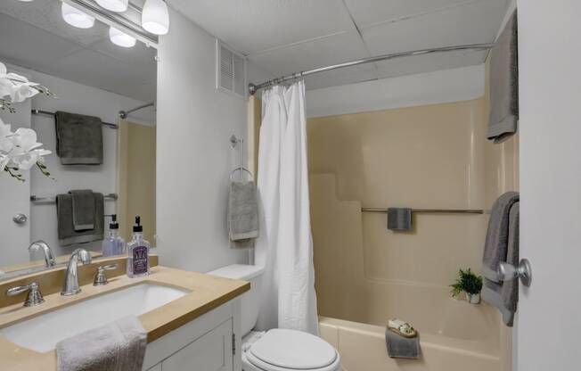 Apartments in Williamsport | Woodland Park |a bathroom with a bathtub and a sink