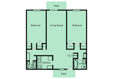 2 beds, 2 baths, 1,102 sqft, $1,250