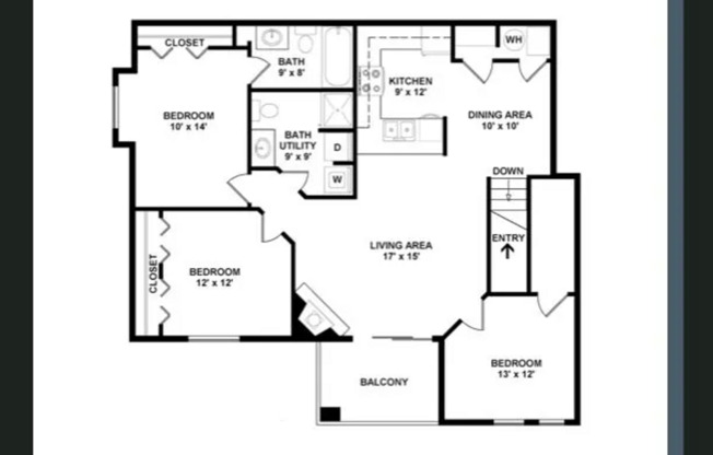 3 beds, 2 baths, 1,328 sqft, $1,955, Unit 54682