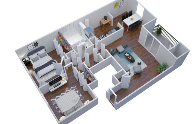 1 bed, 1 bath, 871 sqft, $1,325, Unit N6911A (1X1D)