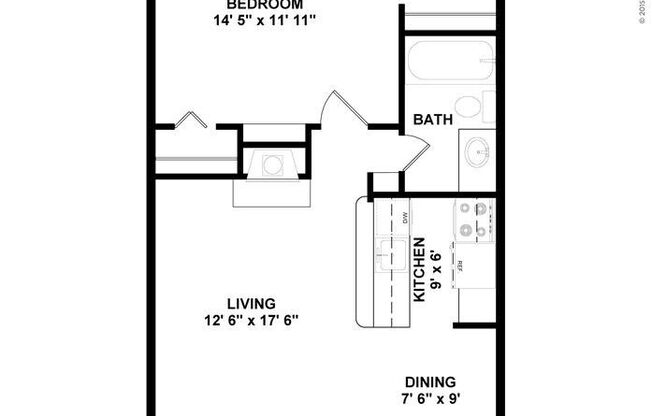 1 bed, 1 bath, 640 sqft, $1,150