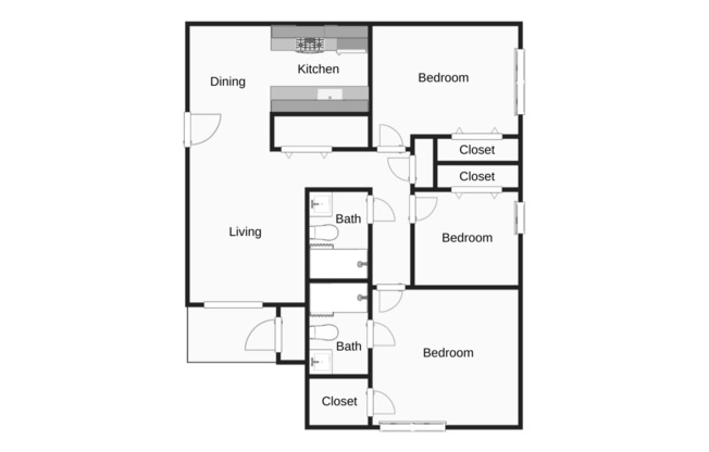 The Camilla: Beds - 3: Baths - 2: SqFt Range - 960 to 960