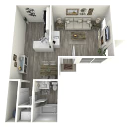 1 bed, 1 bath, 518 sqft, $1,091