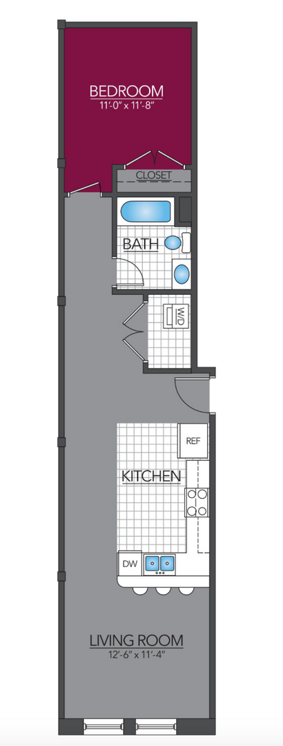 1 bed, 1 bath, 500 sqft, $1,250, Unit 301