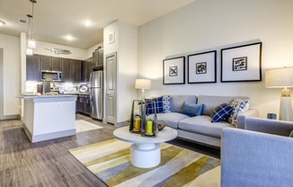 Cromwell at Plum Creek Apartments Model Living Room and Kitchen