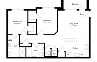 2 beds, 2 baths, 962 sqft, $1,650, Unit 1-208