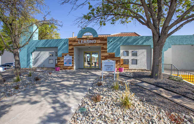Leasing Office Exterior Front Entrance at Villas Del Cielo Aprartments in Albuquerque New Mexico October 2020